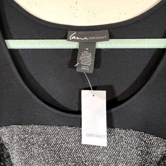 NWT Lane Bryant Ponte Knit Dress Lace Overlay Scoop Neck Size 18 Short Sleeve - Picture 4 of 9